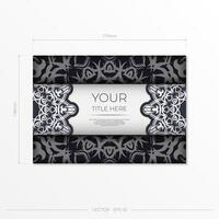 A black and white business card with an ornate pattern vector