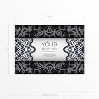 Vintage vector postcards in white color with abstract patterns. Invitation card design with vintage ornament.