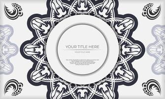 White luxury template banner with abstract ornaments and place for your design. Invitation card design with vintage patterns. vector