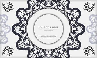 White luxury template banner with abstract ornaments and place for your design. Invitation card design with vintage patterns. vector