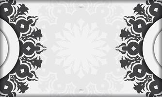 Print-ready invitation design with luxurious ornaments. White banner template with greek luxury ornaments and place for your text. vector