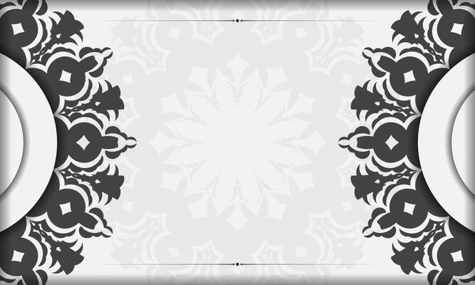 Print-ready invitation design with luxurious ornaments. White banner template with greek luxury ornaments and place for your text.