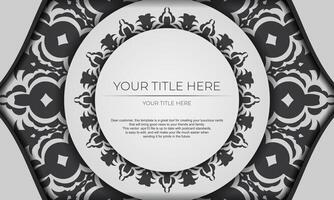A black and white circular frame with a floral pattern vector