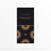 Rectangular postcards in Black with luxurious ornaments. Invitation card design with vintage patterns. vector