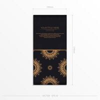 Rectangular postcards in Black with luxurious ornaments. Invitation card design with vintage patterns. vector