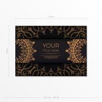 Luxurious Vector Preparing postcards in black color with vintage patterns. Template for print design invitation card with mandala ornament.