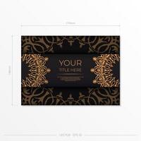 Luxurious Vector Preparing postcards in black color with vintage patterns. Template for print design invitation card with mandala ornament.