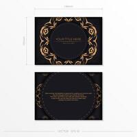 Business card template with gold and black design vector