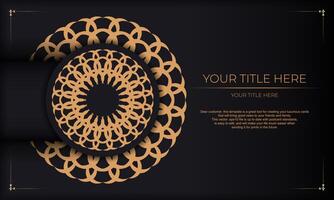 Print-ready invitation design with luxurious ornaments. Black background with greek luxury vintage ornaments and text place. vector