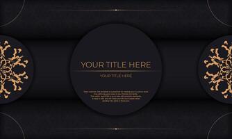 Black banner with Indian ornaments and place for your text. Invitation card design with mandala patterns. vector