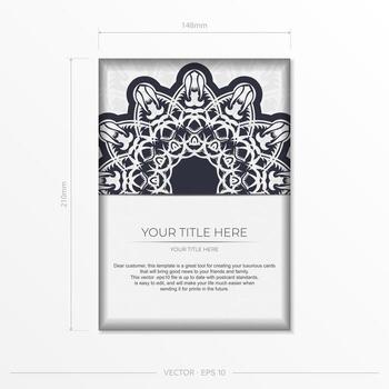 postal vintage en color blanco con adorno abstracto. diseño vectorial de tarjeta de invitación con patrones antiguos. vector