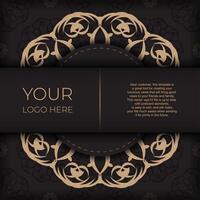 Luxury business card with ornate design on black background vector