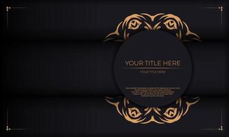 Black banner with abstract ornaments and place for your text. Invitation card design with vintage patterns. vector