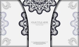 A black and white card with a floral pattern vector