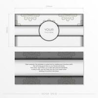 Vintage White color postcard template with abstract patterns. Print-ready invitation design with vintage ornaments. vector