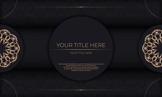 Luxury black and gold background with ornate pattern vector