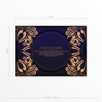 A blue and gold business card with an ornate pattern vector