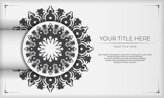 Vector design of invitation card with luxurious patterns. White banner with greek luxury ornaments for your design.