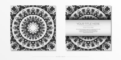 Stylish white postcard design with luxurious Greek ornaments. Stylish invitation with vintage patterns. vector