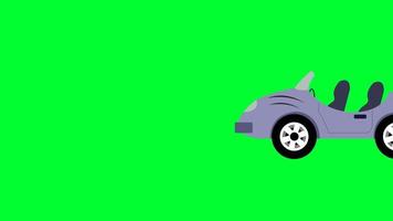 luxuriöse bunte Auto-Green-Screen-Animation. Entfernen Sie die grüne Farbe und verwenden Sie Ihr Projekt. 2D-Cartoon-Auto-Greenscreen durch Chroma-Key entfernen. süße autoanimation. video