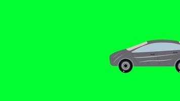 animation d'écran vert de voiture colorée de luxe. supprimez la couleur verte et utilisez votre projet. Écran vert de voiture de dessin animé 2d supprimé par clé chroma. animation de voiture mignonne. video