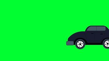 lusso colorato auto verde schermo animazione. rimuovere verde colore e uso il tuo progetto. 2d cartone animato auto verde schermo rimuovere di croma chiave. carino auto animazione. video
