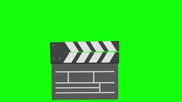 Clapper board animation on green screen. 2d animated Movie Film Clap Board. Film crew holds film slate in hand for video recording.