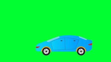 animation d'écran vert de voiture colorée de luxe. supprimez la couleur verte et utilisez votre projet. Écran vert de voiture de dessin animé 2d supprimé par clé chroma. animation de voiture mignonne. video