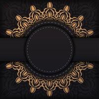 Luxurious vector postcards in black color with vintage ornaments. Invitation card design with mandala patterns.