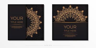 Luxurious postcards in black with vintage patterns. vector