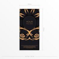 Rectangular Vector postcards in dark colors with abstract patterns. Invitation card design with vintage ornament.