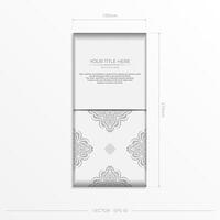 Luxurious Vector Preparing Greeting Cards White Colors with Indian Patterns. Template for print design invitation card with mandala ornament.