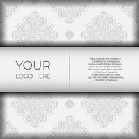 Luxurious Preparing postcards White colors with Indian patterns. Template for print design invitation card with mandala ornament. vector