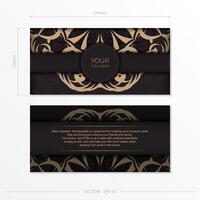 Two black and gold business cards with ornate patterns vector