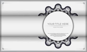 White luxury banner with abstract ornaments and place for your text. Invitation card design with vintage patterns. vector