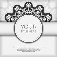 Vintage Preparing postcards in white with abstract patterns. Template for print design invitation card with vintage ornament. vector