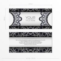 Vintage White postcard preparation with abstract ornament. Vector Template for printing design invitation card with vintage patterns.