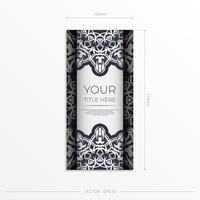 Vintage White postcard preparation with abstract ornament. Vector Template for printing design invitation card with vintage patterns.