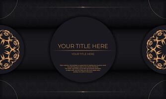 Black banner with abstract ornaments and place for your text. Invitation card design with vintage patterns. vector