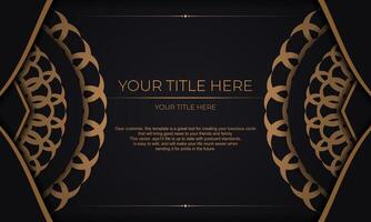 Vector design of invitation card with luxurious patterns. Black banner with greek luxury ornaments for your design.