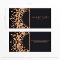 Rectangular Vector postcards in Black color with luxurious ornaments. Invitation card design with vintage patterns.