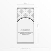 Postcard template White colors with Indian ornaments. Print-ready invitation design with mandala patterns. vector