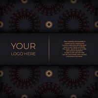 Stylish Template for print design postcards in black color with luxurious Greek patterns. Preparing an invitation card with vintage ornaments. vector