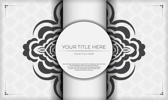 White background gorgeous vector mandala patterns with vintage ornaments and place for your design. Template for print design invitation card with mandala ornament.