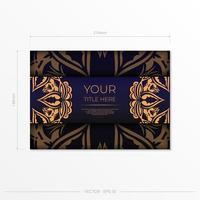 Stylish purple postcard design with luxurious Greek patterns. Vector invitation card with vintage ornament.