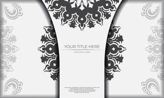A black and white card with a floral pattern vector