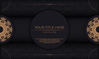 Luxury black and gold background with ornate pattern vector