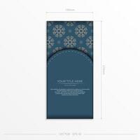 Rectangular Vector Prepare blue postcards with luxurious light patterns. Template for design printable invitation card with vintage ornament.