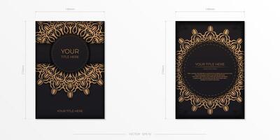 Luxurious vector preparation of postcards in black color with vintage ornaments.