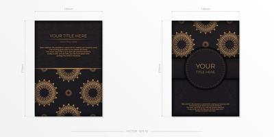 Luxurious vector preparation of postcards in black color with vintage ornaments.